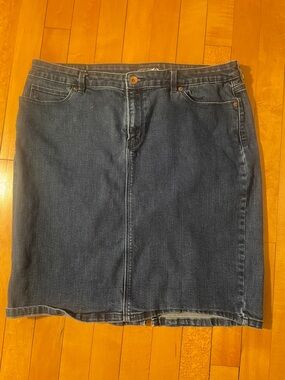Lands' End Dark Blue Denim Pencil Skirt